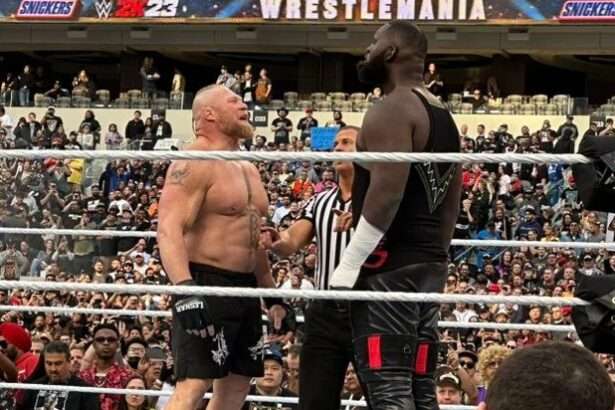 Brock Lesnar logró derribar al gigante Omos