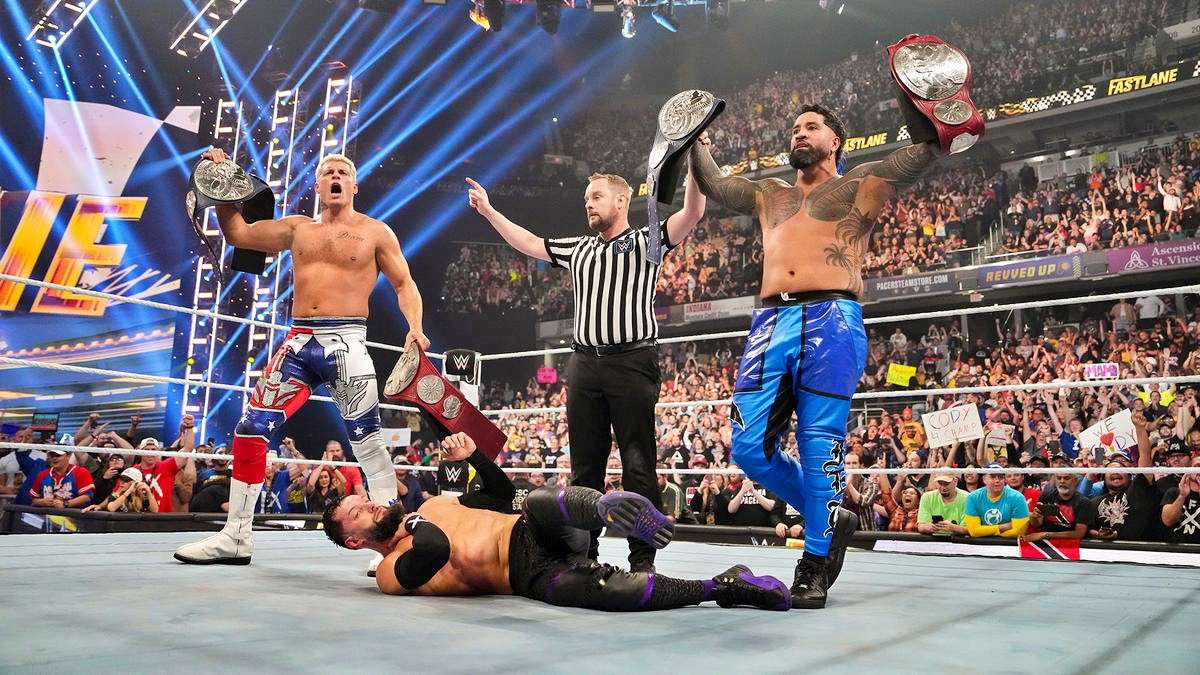 Cody Rhodes Jey Uso WWE Fastlane 2023