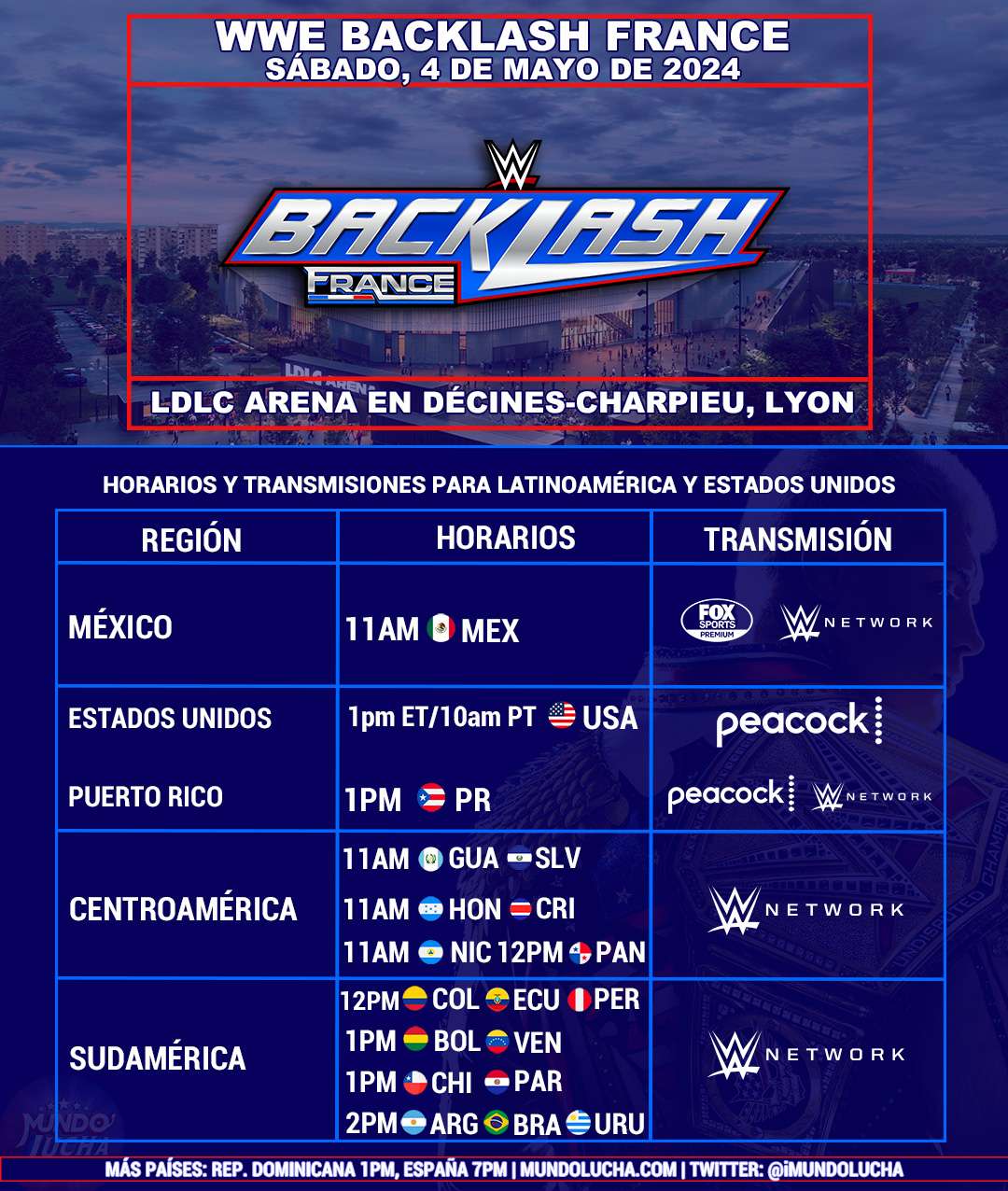 Horarios WWE Backlash 2024 Latinoamérica