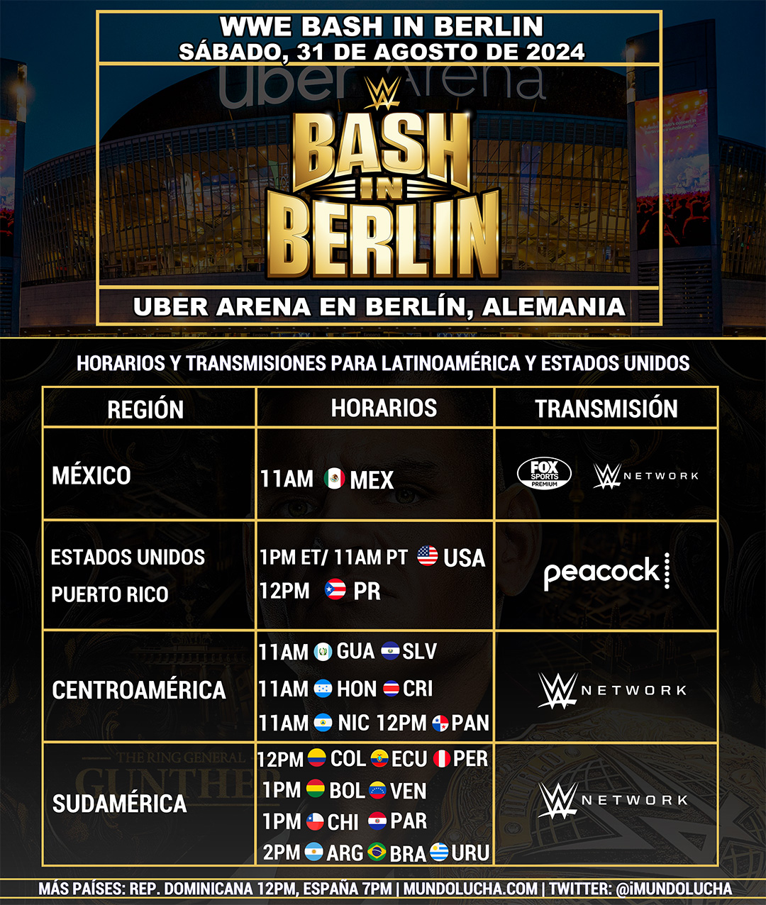 Cartelera y horarios WWE Bash In Berlin 2025 Mundo Lucha