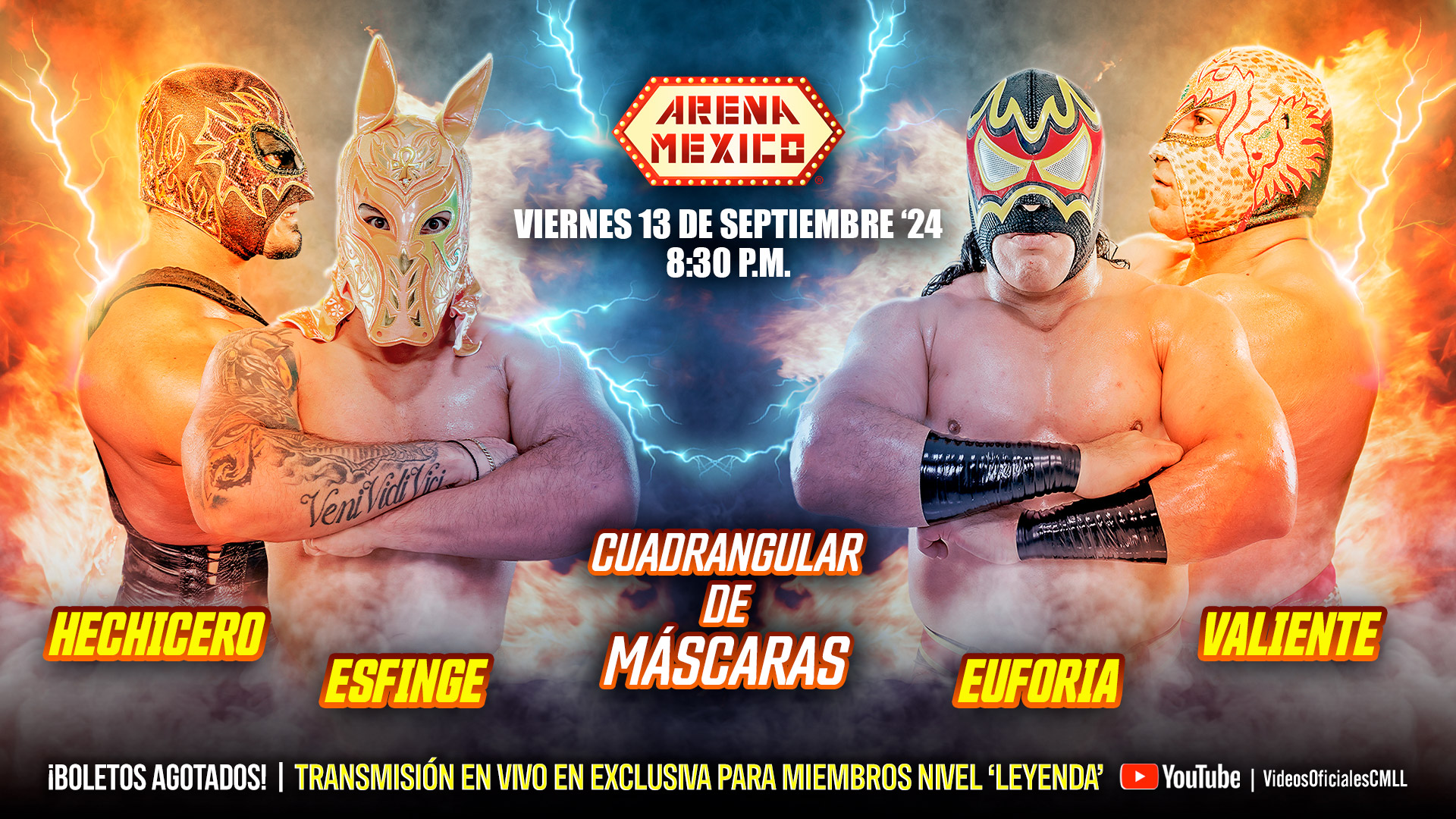 Hechicero le quita la máscara a Euforia en una dramática contienda en el 91 Aniversario del CMLL