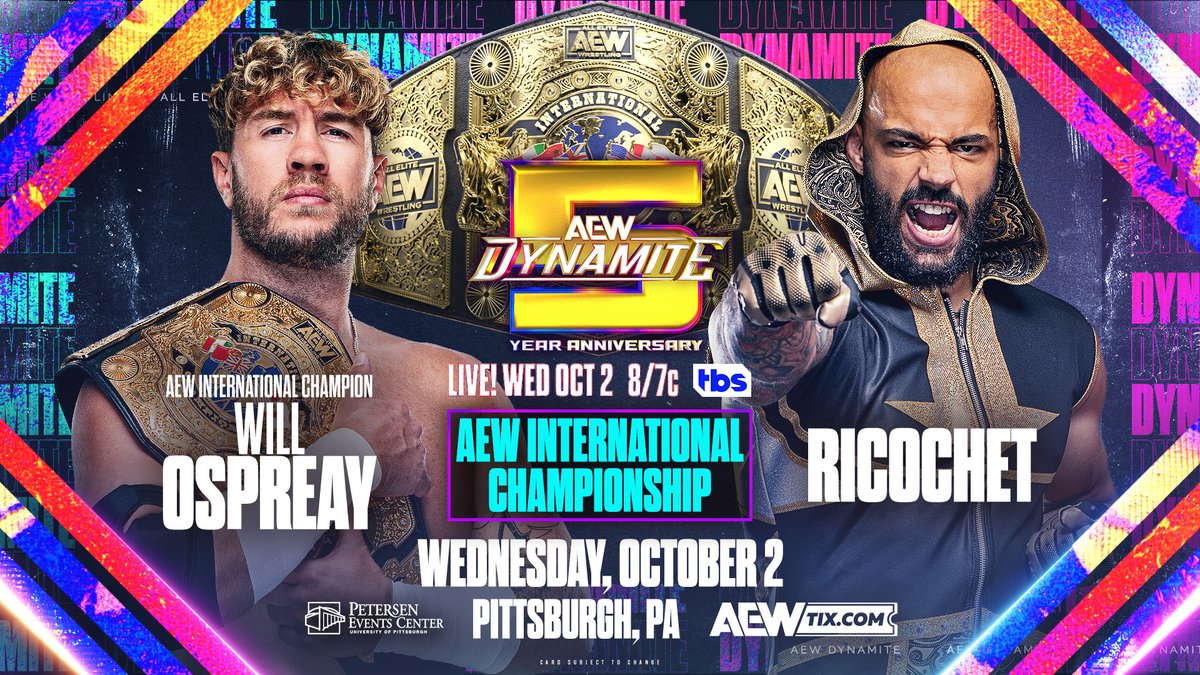 Will Ospreay defenderá el Título Internacional ante Ricochet en el 5 Aniversario de AEW Dynamite