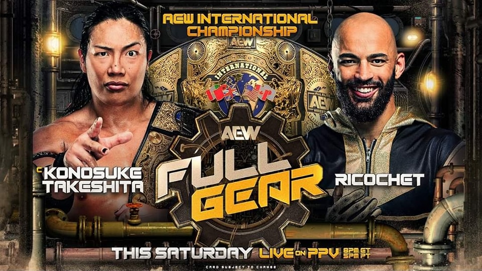 Konosuke Takeshita y Ricochet batallarán por el Título Internacional en AEW Full Gear 2024