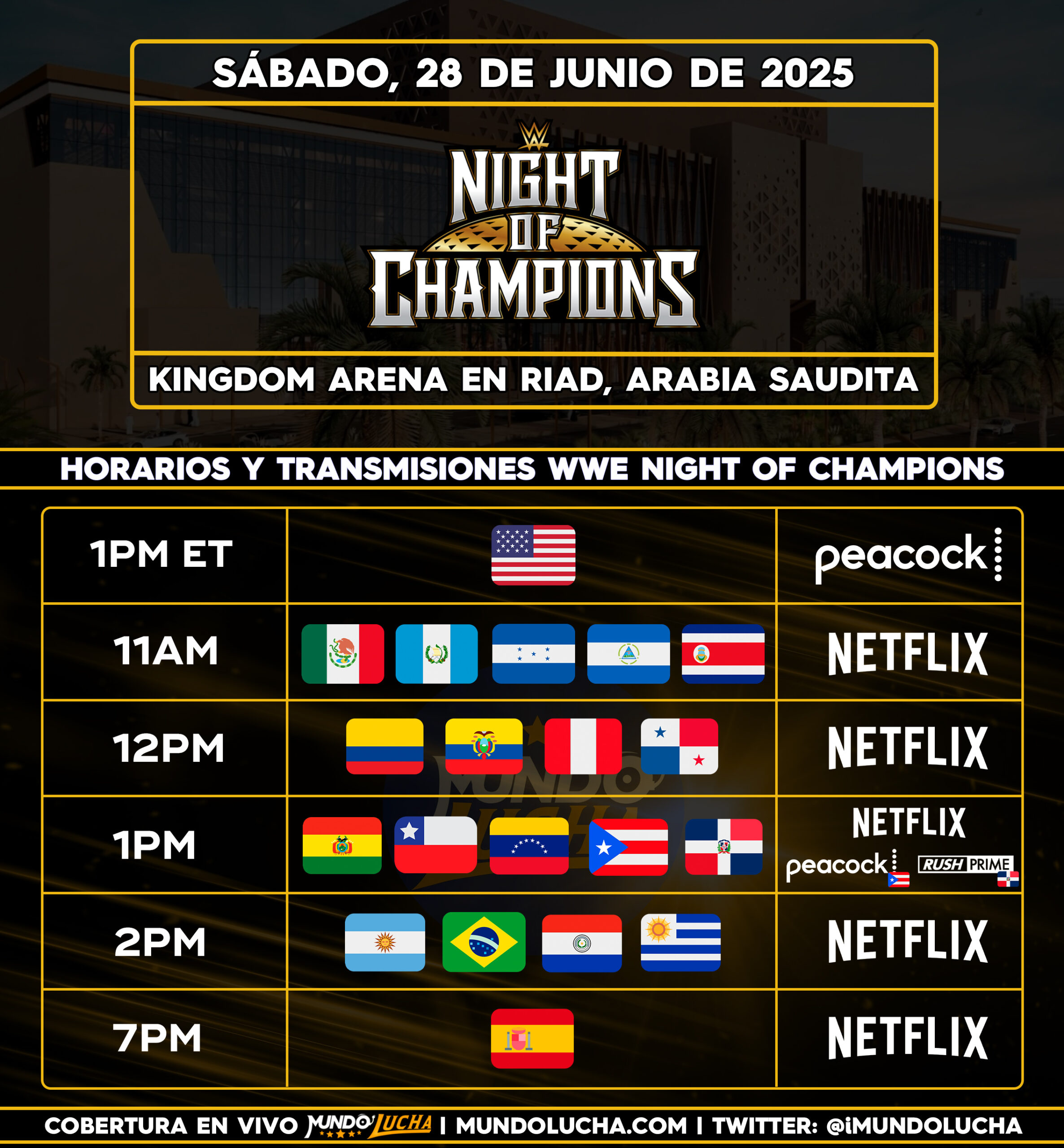 Horarios WWE Night of Champions 2025 para Latinoamérica 1 Horarios WWE Night of Champions 2025 para Latinoamérica